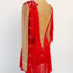 Red Figure Skating Dress, Roller Skating Dress, Show Dance, RG Leotard