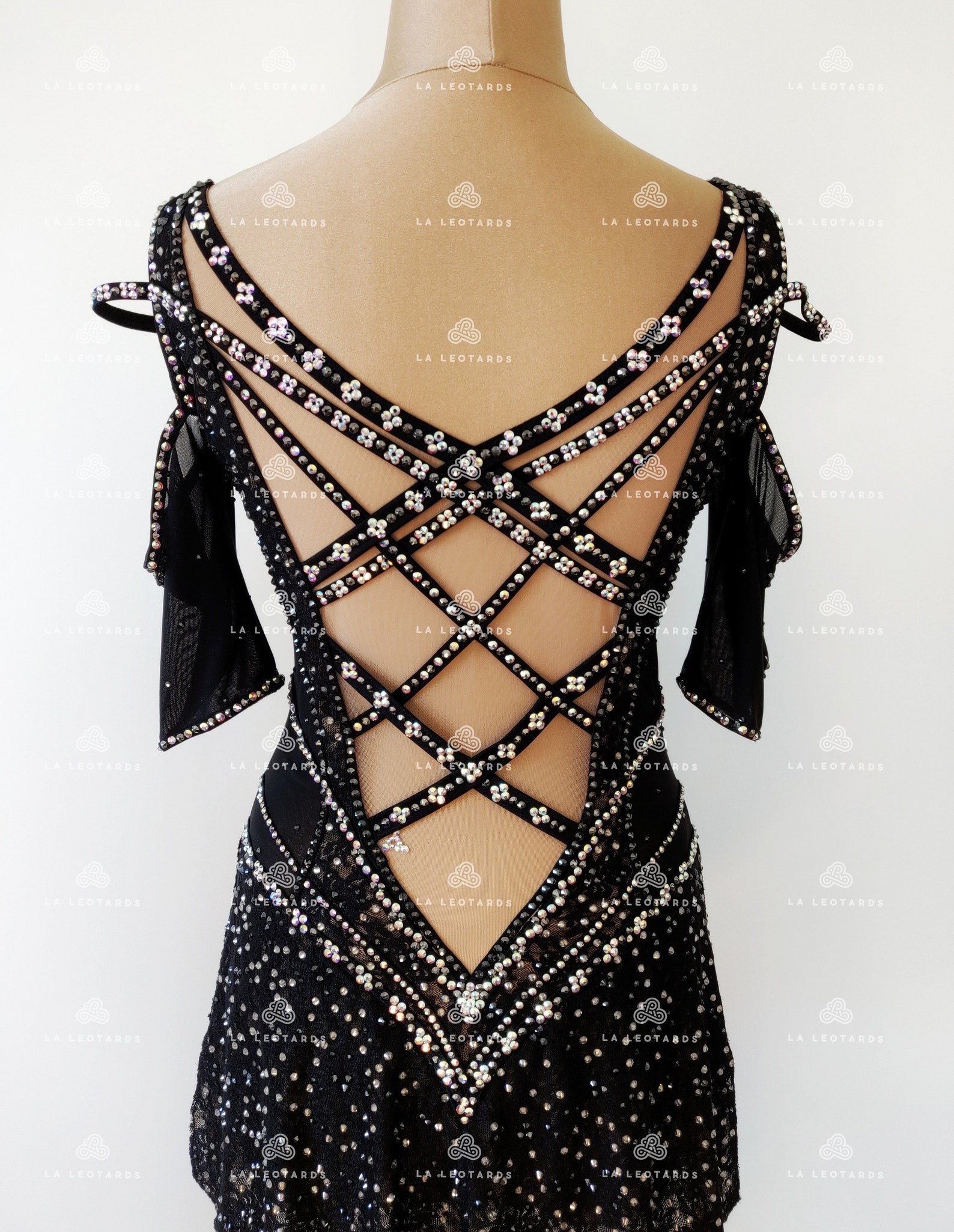 Black Lace Figure Skating Dress Black Rhinestone Dress Etsy