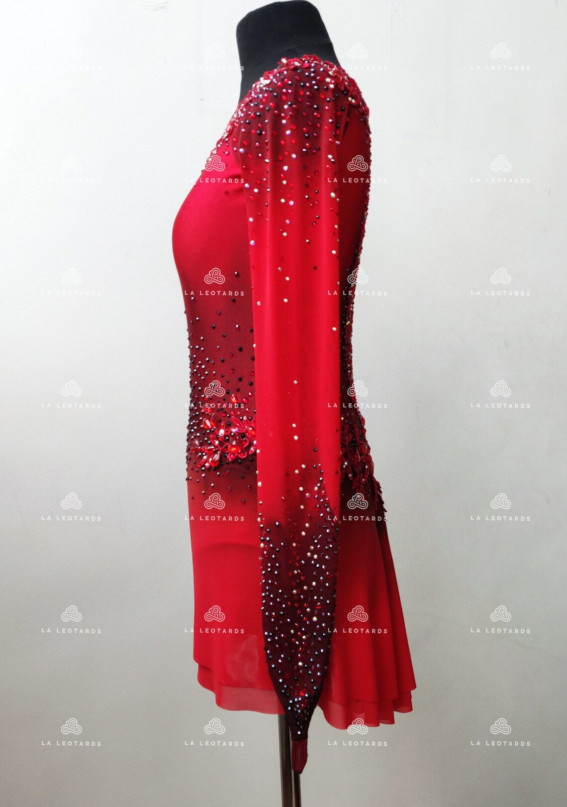 Red Tango Lace Back Figure Skate Dress Roller Skate Dress Etsy