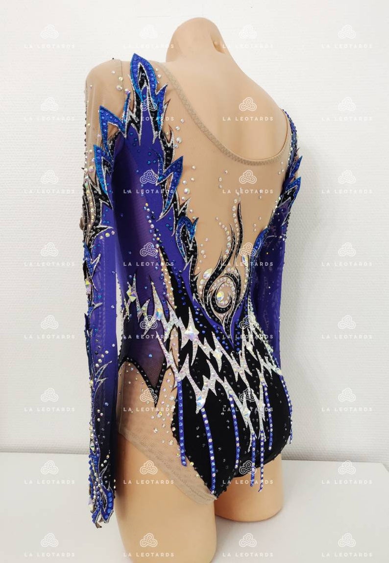 Justaucorps De Gymnastique Rythmique Femme/fille – Manches Longues, Strass, élasthanne Stretch, Pour Compétition Et Entraînement
