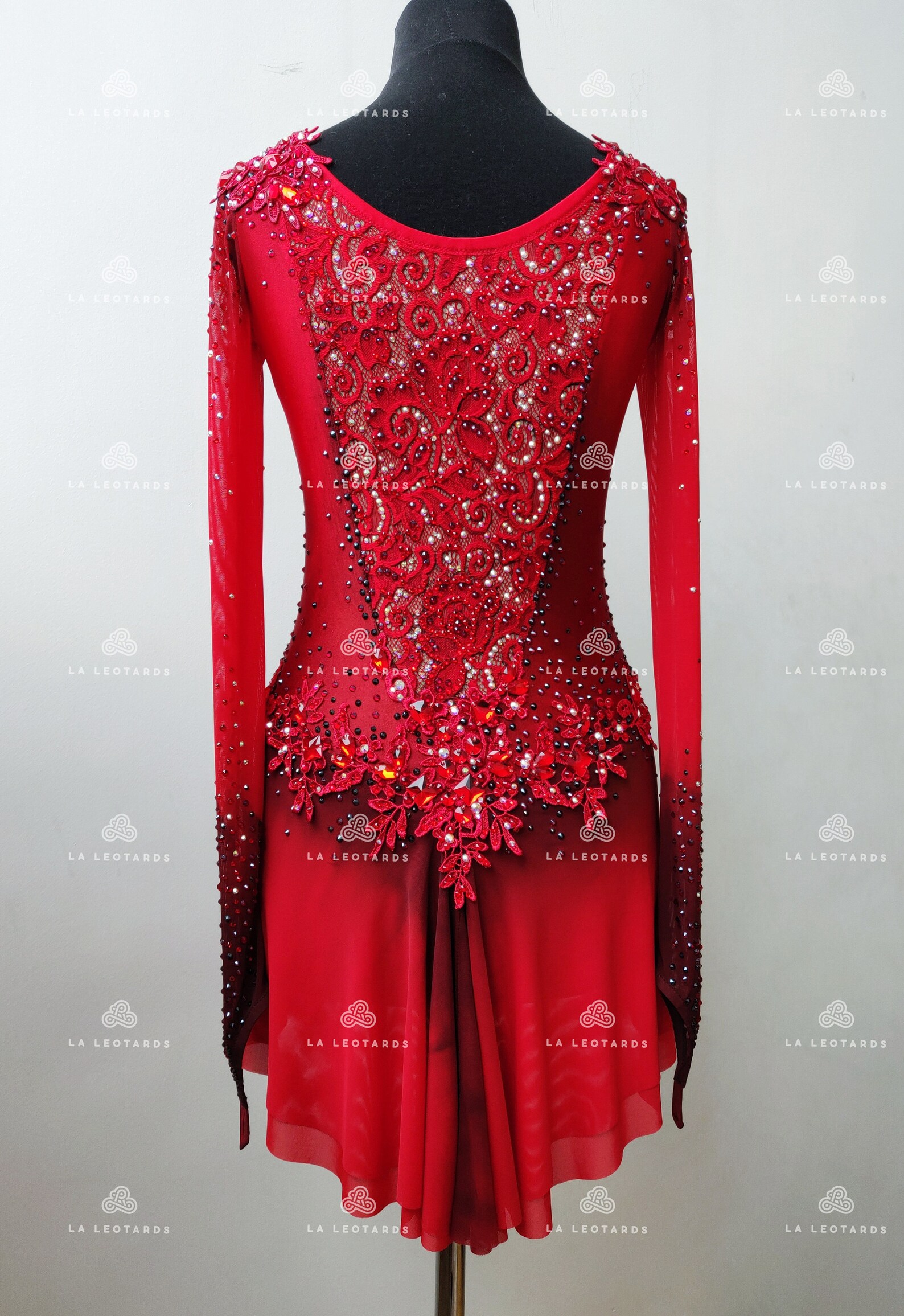 Red Tango Lace Back Figure Skate Dress Roller Skate Dress Etsy