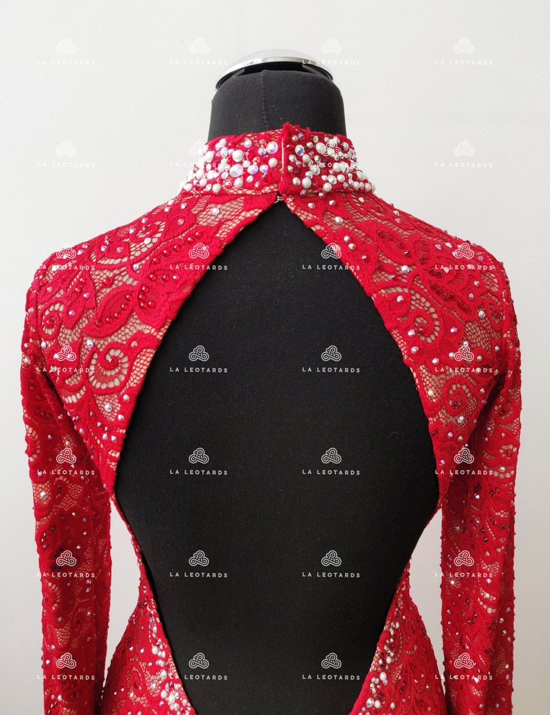 Red Tango Open Back Figure Skate Dress Fringe Tango Dress Etsy