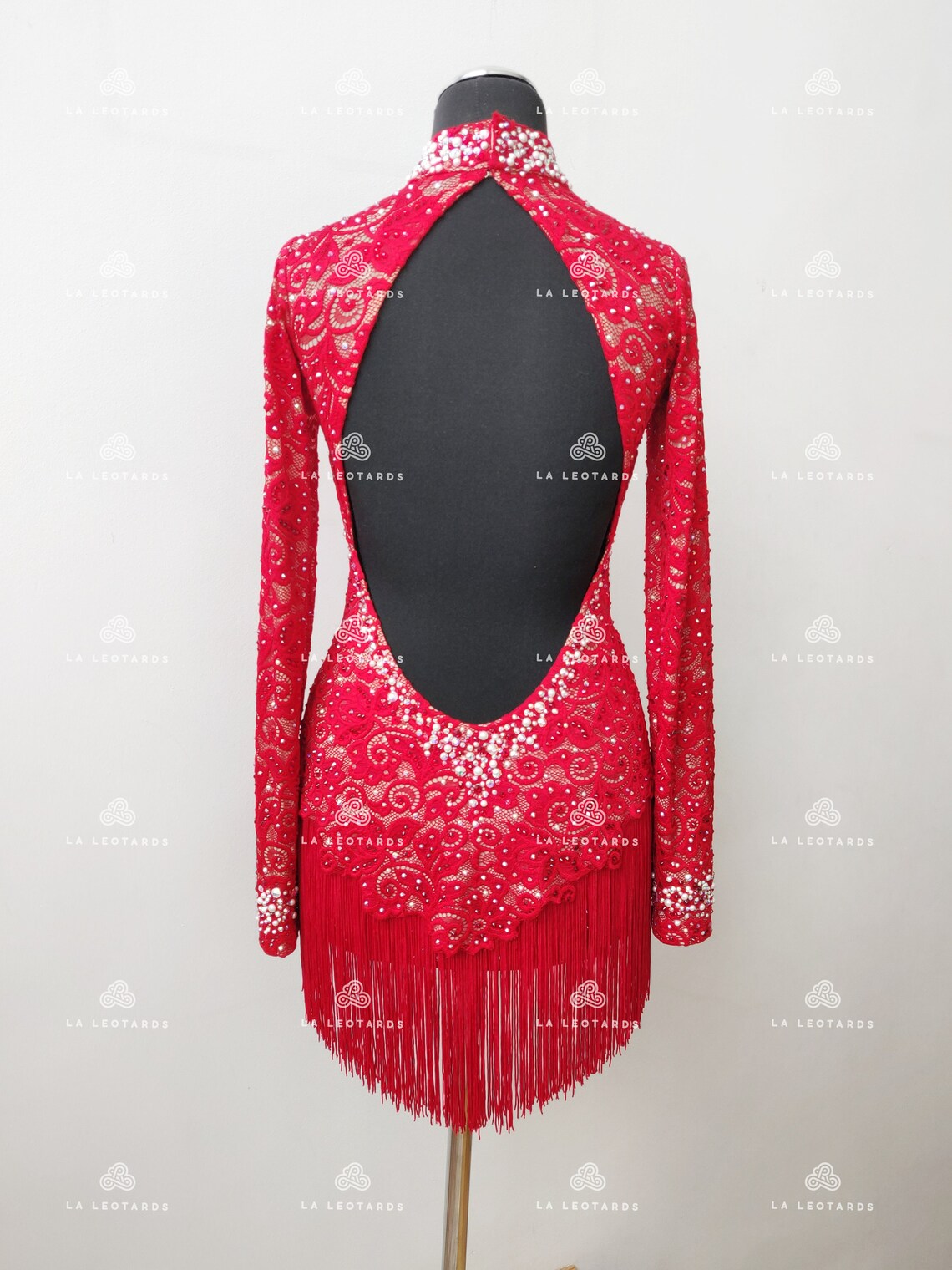 Red Tango Figure skating dress Fringe Tango dress Open back Etsy