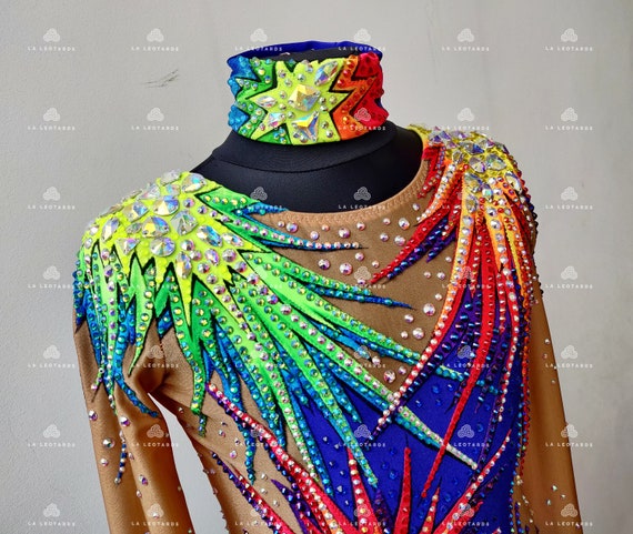 Runhomal Body da ginnastica da bambina, a maniche lunghe, con strass, con strass, per danza classica, body balletto, pattinaggio, costume da danza jazz, F Argento e Nero, 13-14 Anni