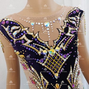 Purple Competition Rhythmic Gymnastics Leotard, Roller skating dress, Show dance, Figure skating dress