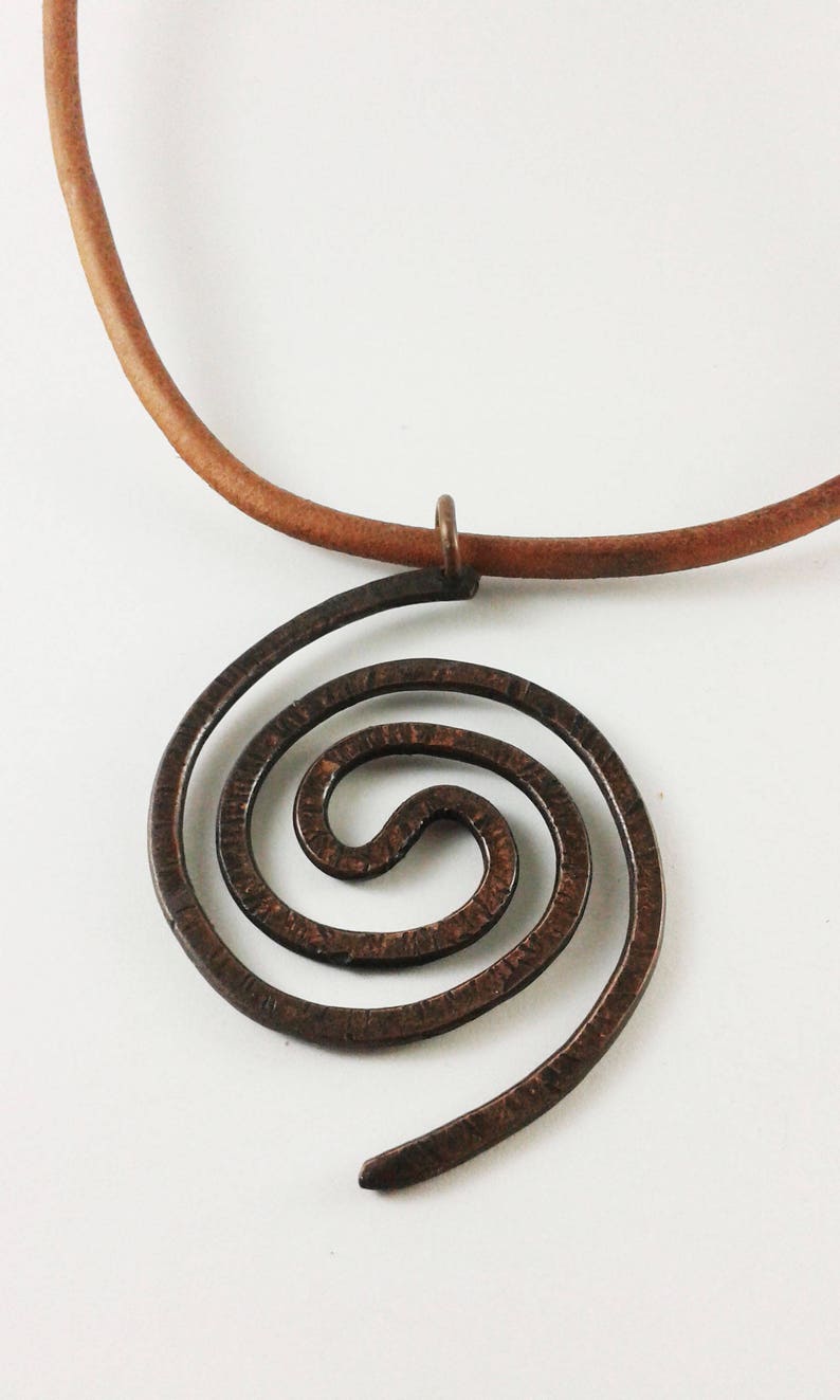 Moana symbol Leather necklace copper wire necklace cool pendant adjustable necklace spiral necklace leather cord necklace energy necklace