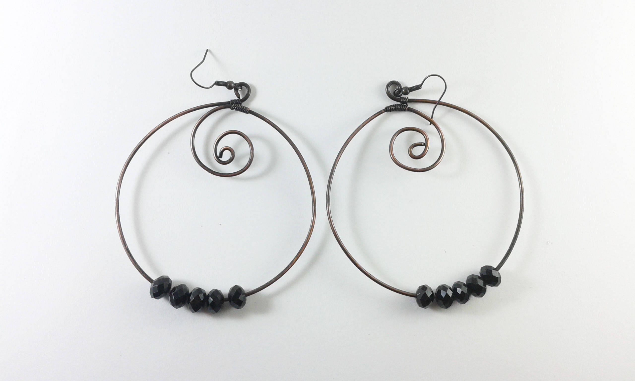 Black crystal hoop earrings Etsy
