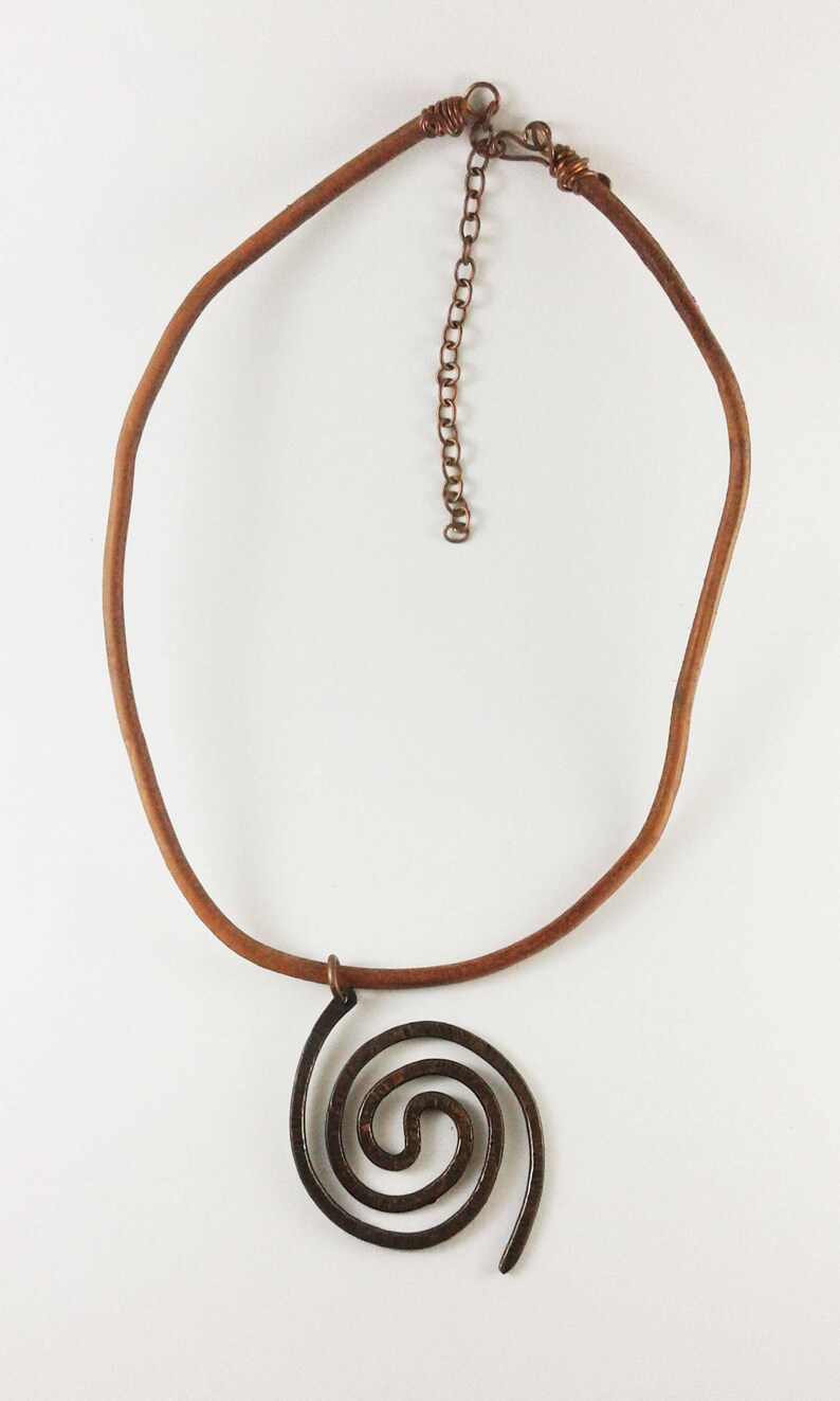 Moana symbol Leather necklace copper wire necklace cool pendant adjustable necklace spiral necklace leather cord necklace energy necklace
