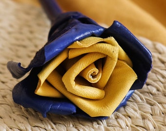 The only yellow and blue leather rose, Ukrainian colors