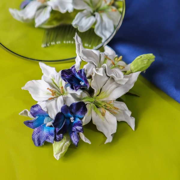 Wedding barrettes and boutonniere bride and bridesmaids, hair accessories made by Oksana