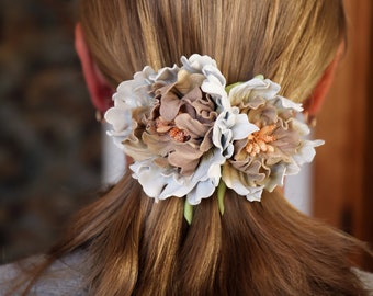Peonies, Leather wedding barrette,  made by Oksana