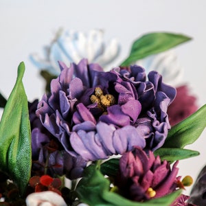 Leather bouquet, magnolias and peons, customizable, made by oksana zdjęcie 7