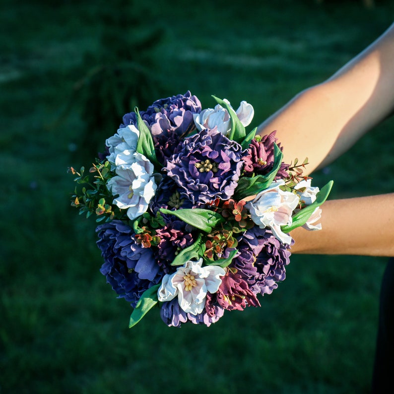 Leather bouquet, magnolias and peons, customizable, made by oksana zdjęcie 6