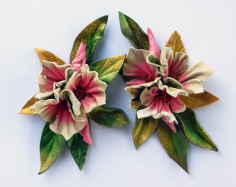 Accessoire pour pinces à chaussures. Broches fleurs en cuir, cadeau fleur pour femme par Oksana