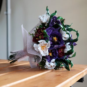 Leather bouquet, magnolias and peons, customizable, made by oksana zdjęcie 10