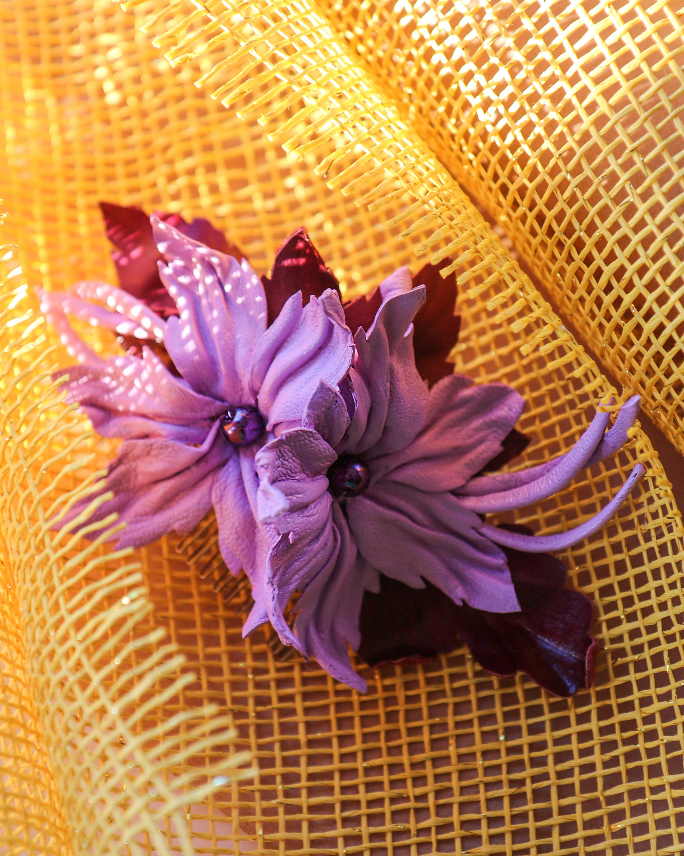 Custom Handmade Lavender Leather Hair Barrette Hand Tooled Sunflower Leather Hair Slide Barrette main image 2