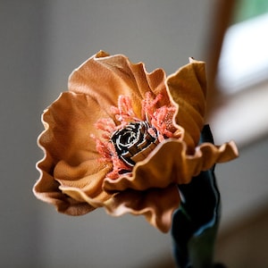 Leather flowers in any colors, single one or full bouquet. image 2