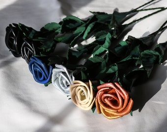 Leather Roses in different colors, single or full bouquet.