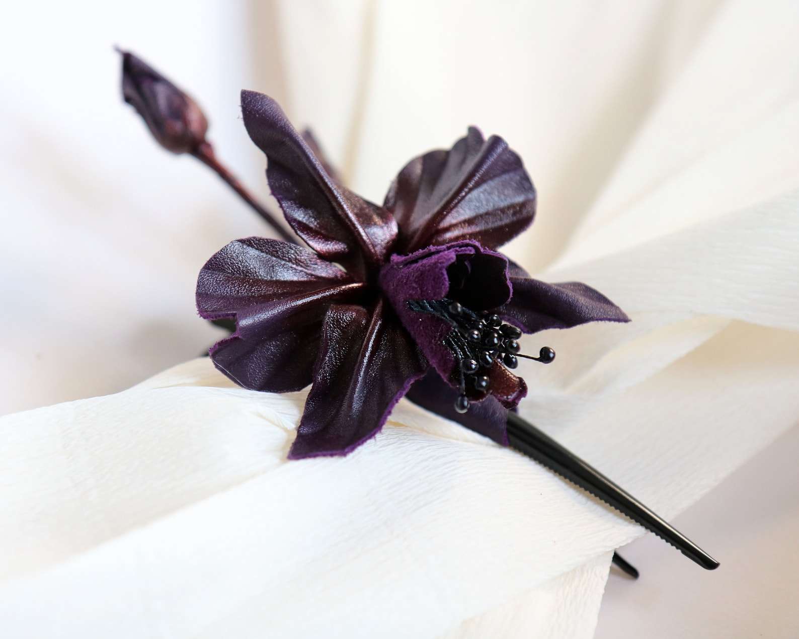 Purple Orchid Leather Flowers Made by Oksana Etsy