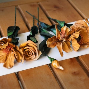 Leather flowers in any colors, single one or full bouquet. image 1