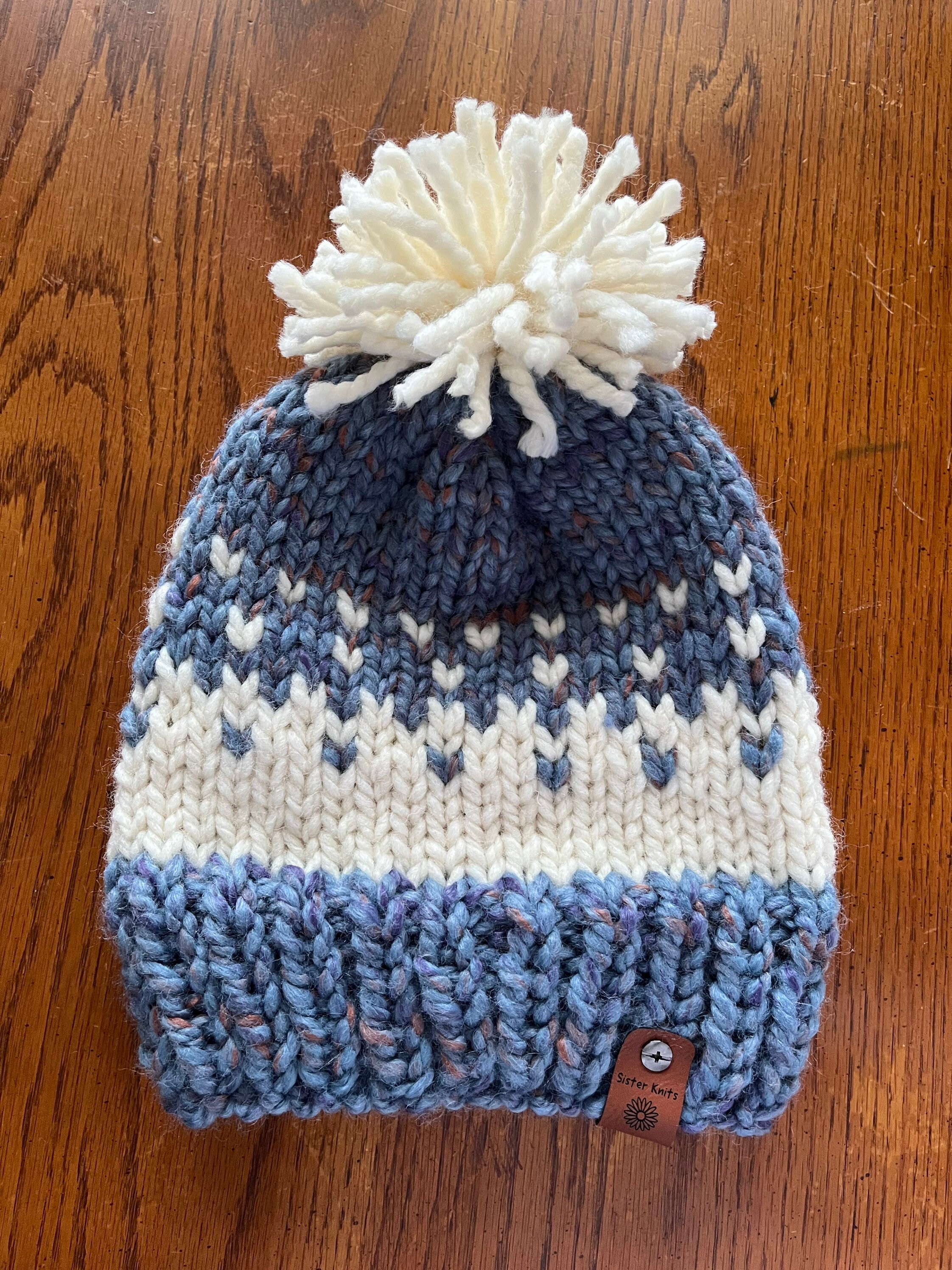 Handmade Fair Isle Knit Winter Hat: Chunky Wool Blend - Etsy display picture 2