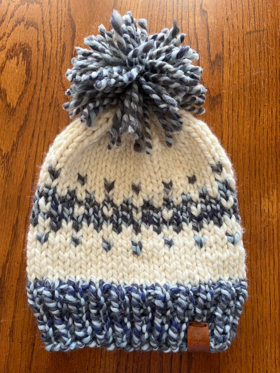 Hand Knit Fair Isle Winter Hat: Chunky Wool Blend - Etsy display picture 1