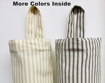 Plastic bag holder Kitchen Bag Storage Bag Holder Recycle plastic bag holder Ticking Stripe Bag Holder Sand Ivory Black Oatmeal Red Blue