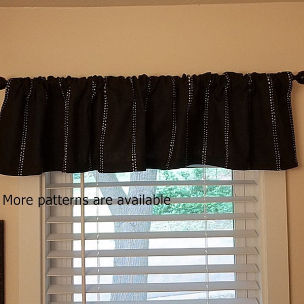 Black Valance. Black white Valance Check Window Valance, Valance Curtains, Kitchen Valance, Valances. Window Treatments. Toile Stripe