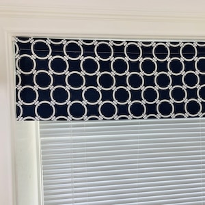 Navy Blue Valance. Navy blue white Valance Window Valance, Valance Curtains, Kitchen Valance, Valances. Window Treatments