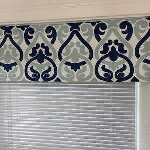 Navy blue white Valance  Window Valance, Alex Valance Curtains, Kitchen Valance, Valances. Window Treatments