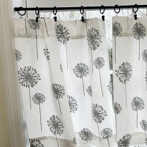 Farmhouse cafe curtain Valance Gray white Valances light Gray curtain. Bathroom cafe curtain Bedroom curtain Kitchen Valance Tier Curtains