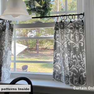 Farmhouse cafe curtain Valance Gray white Valances light Gray curtain. Valance Window Valance Curtains. cafe curtain Kitchen Valance