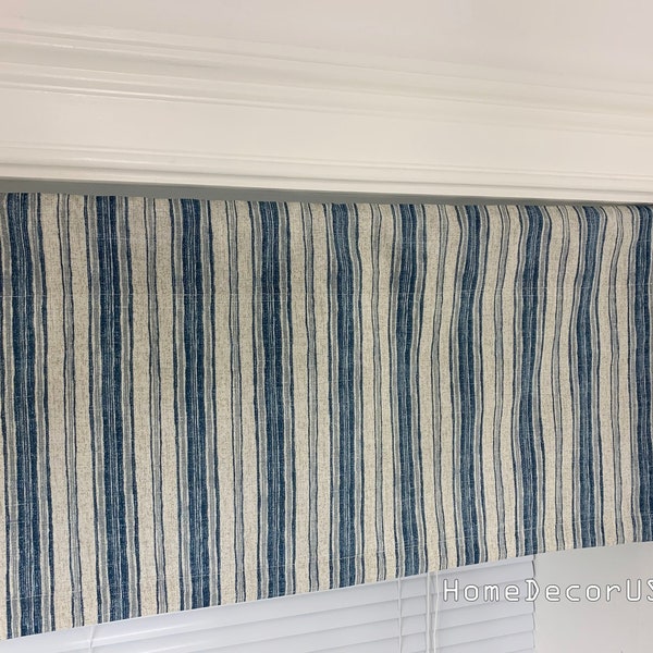 Farmhouse Valance. Gray Valance Navy blue Valance Stripe Window Valance, Valance Curtains, Kitchen Valance, Valances. Window Treatments