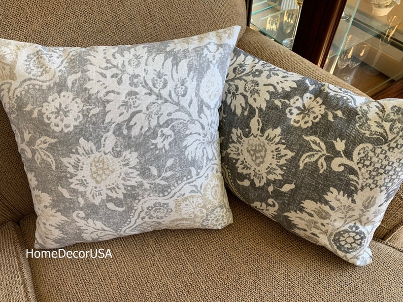 Zipper Pillow Covers. Farmhouse Pillow Cover Gray Pillow Cover Etsy
