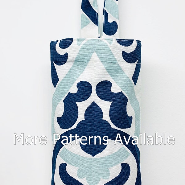 Plastic bag holder. Kitchen Bag Storage. Bag Holder. Recycle plastic bag holder. Navy blue Plastic Bag Holder Ikat Coral Zigzag LuLu