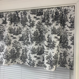 Black Valance. Black white Valance Check Window Valance, Valance Curtains, Kitchen Valance, Valances. Window Treatments. Toile Stripe