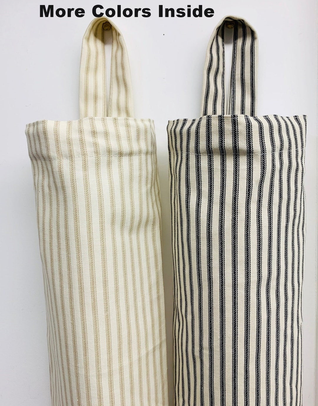Plastic bag holder Kitchen Bag Storage Bag Holder Recycle plastic bag holder Ticking Stripe Bag Holder Sand Ivory Black Oatmeal Red Blue - Red Natural