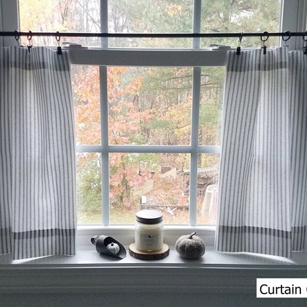 Farmhouse cafe curtain Valance Ticking Stripe Valances Black Gray light pink Valance Window Valance Ticking Stripe Curtains. Kitchen Valance