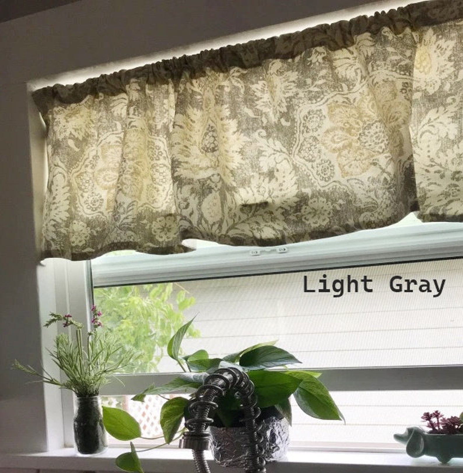 Lined Valance. Farmhouse Valance. Gray Valance Floral Valance Etsy