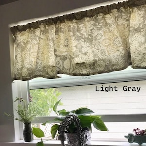 Lined Valance. Farmhouse Valance. Gray Valance Floral Valance Bedroom Valance Valance Curtains, Kitchen Valance, Valances. Window Treatments