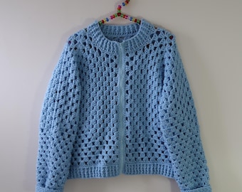 PDF crochet pattern- Zip-up crocheted bomber jacket style cardigan by Realm designs