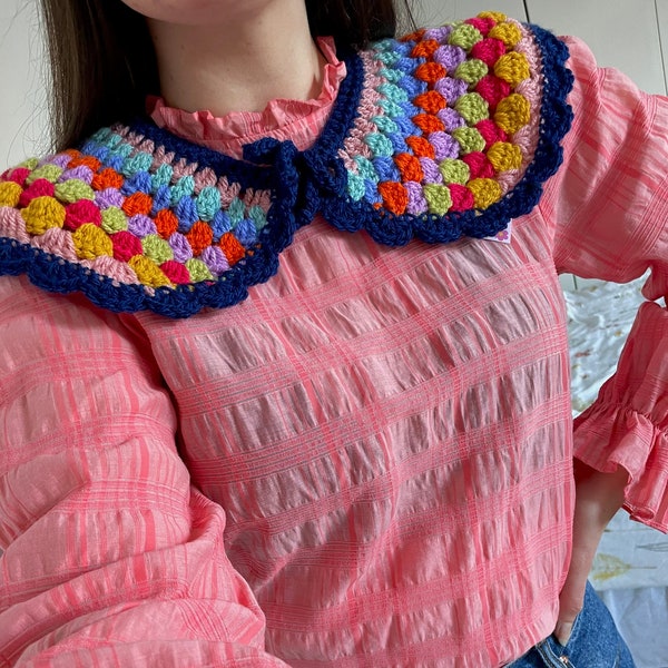 PDF crochet pattern- Granny stripe collar by Realm designs