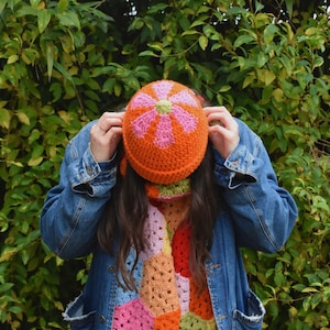 PDF crochet pattern- Winter flower top hat by Realm designs