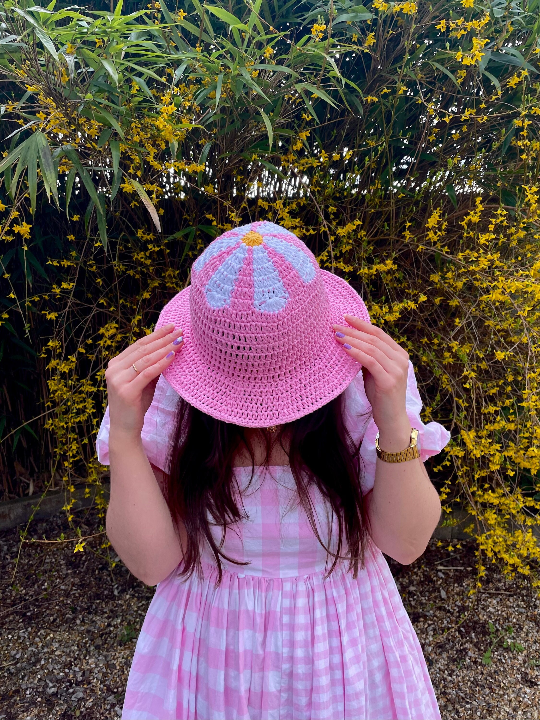 PDF crochet pattern- Summer flower top hat by Realm designs