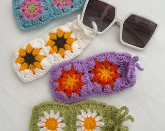 PDF crochet pattern- Granny squares sunglasses case by Realm designs