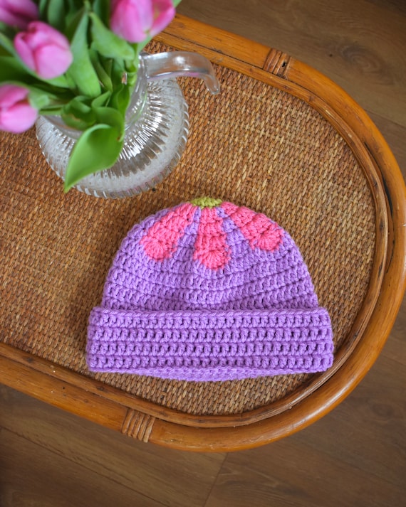 PDF Crochet Pattern- Winter Flower Top Hat by Realm Designs