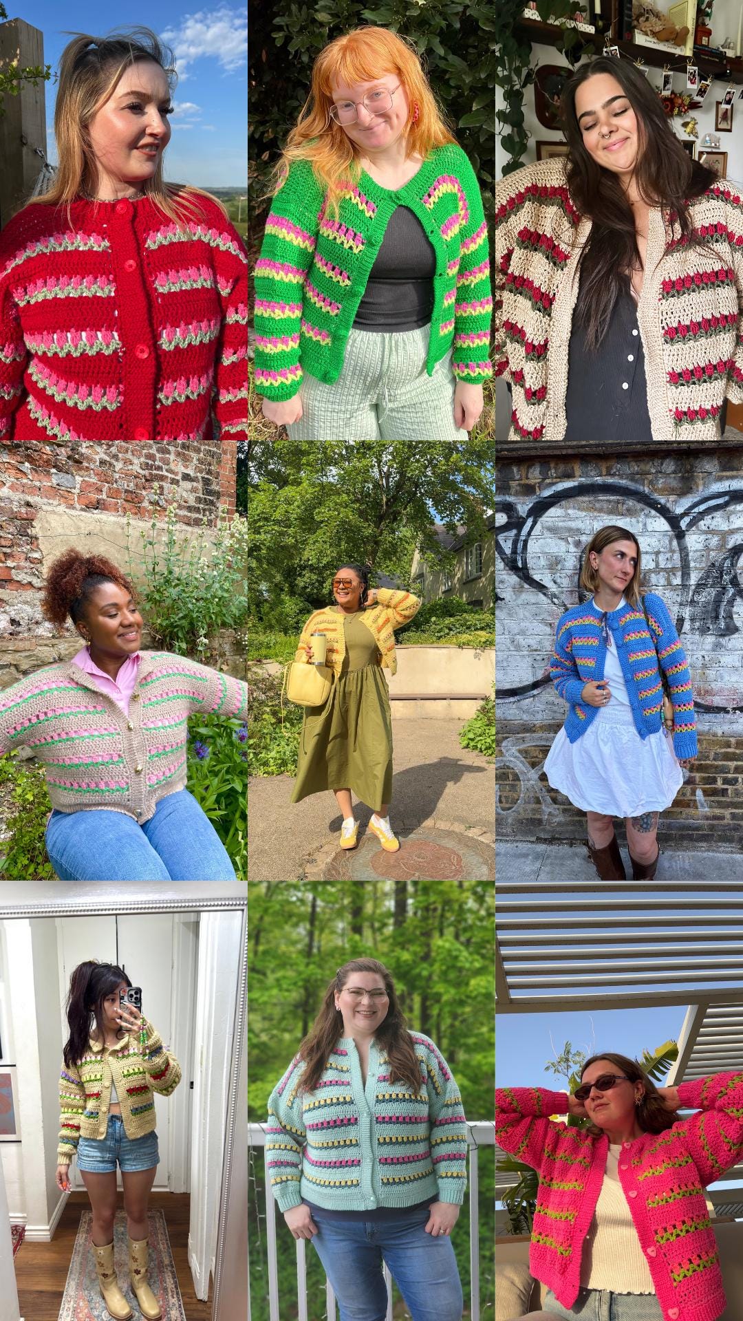 PDF Crochet Pattern- Tulip Stitch, Flower Garden Cardigan by Realm