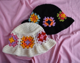 PDF crochet pattern- Granny squares hat by Realm designs