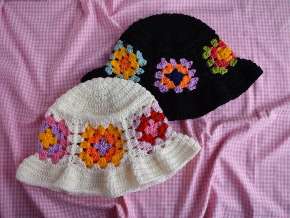 PDF crochet pattern- Granny squares hat by Realm designs