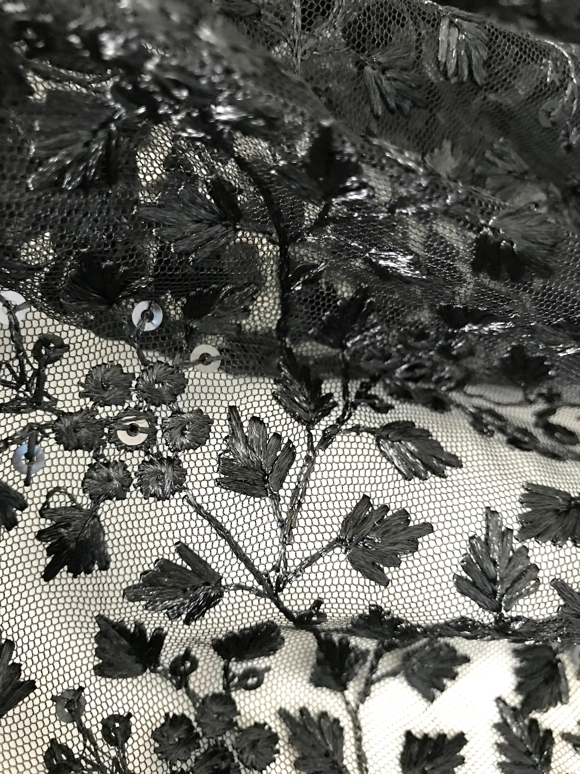 Black Embroidered Net Fabric Embellished With Black Sequins -  Canada